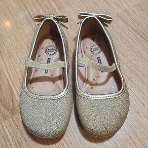 Toddler Girls Sparkling Gold Bow Shoes